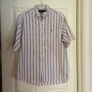 Ralph Lauren Blaire Short Sleeve Button Down Shirt Large 100% cotton